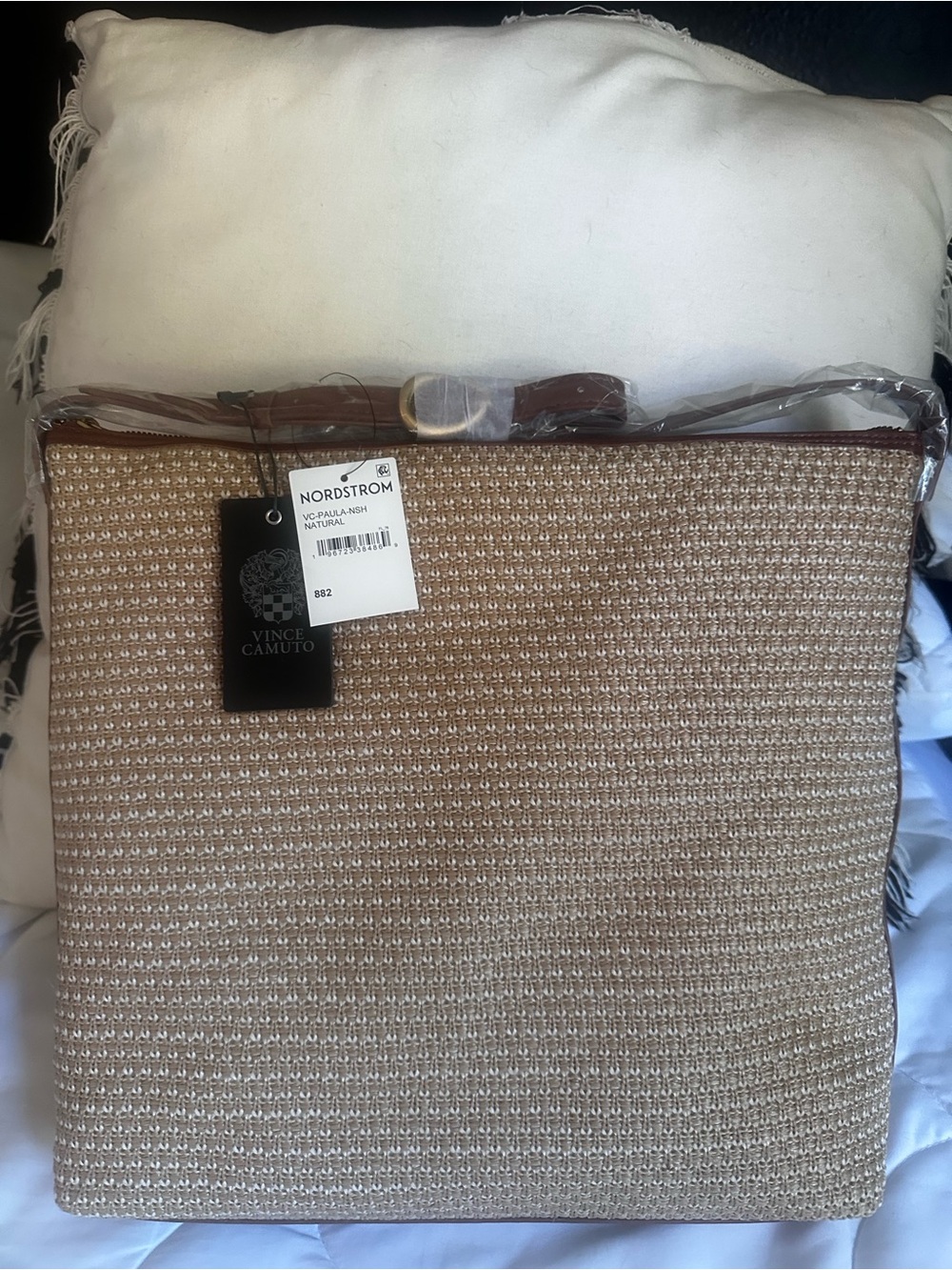 Vince Camuto Natural & Brown Woven Tote